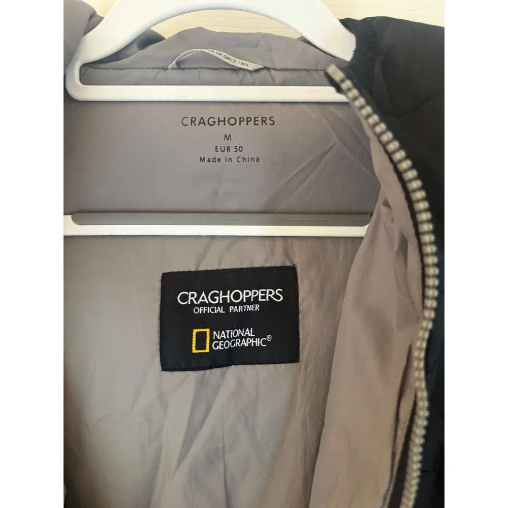 Craghoppers National Geographic Mens Black Quilted Hooded Puffer‎ Jacket Size M